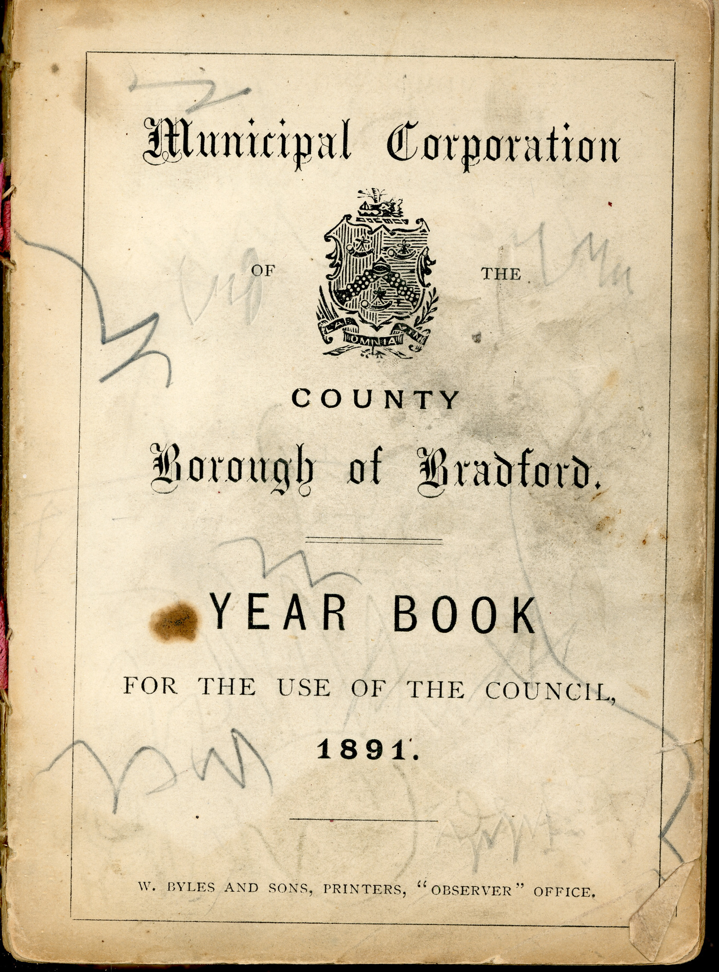 1891 - Year Book of Municipal County Borough of Bradford: Title page
