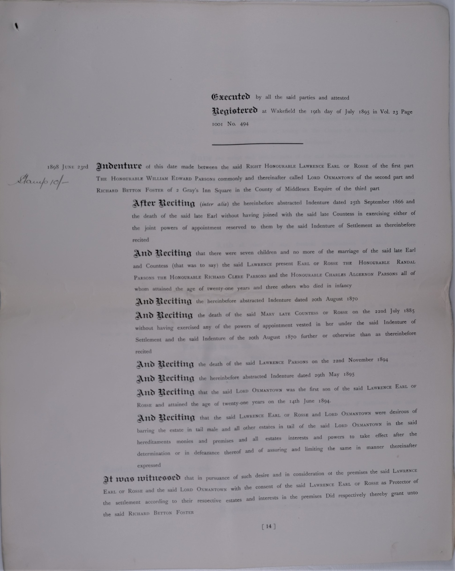 Abstract of land transfers