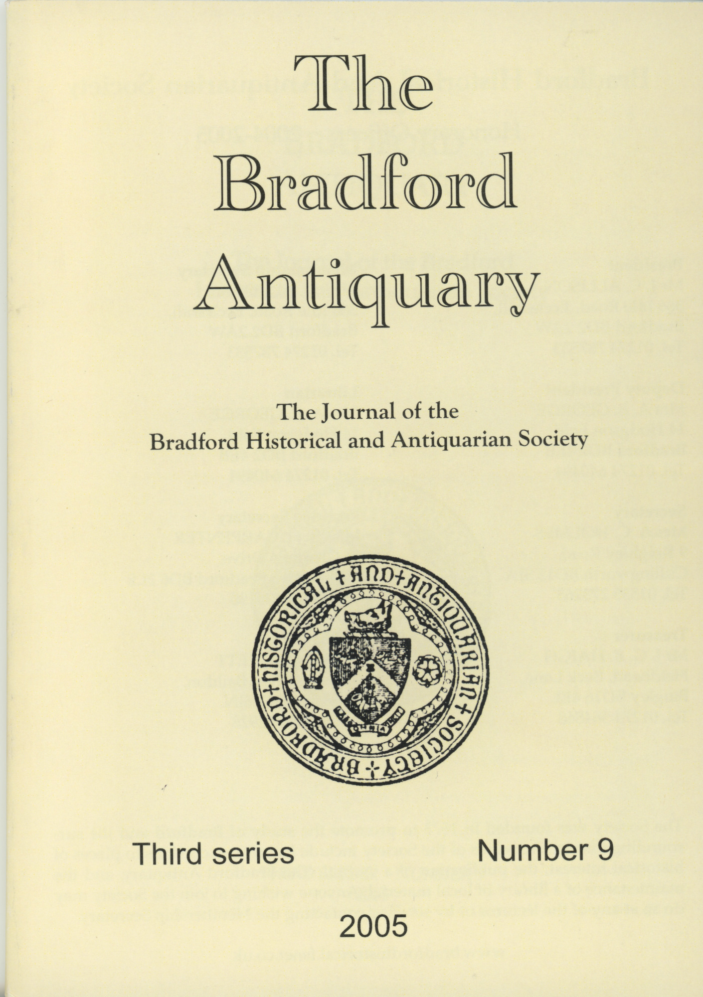 Bradford Antiquary Third Series No.9 2005
