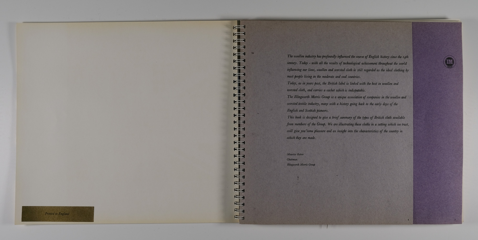 Cloth from Great Britain: Inside front cover and Page 1 - Introduction