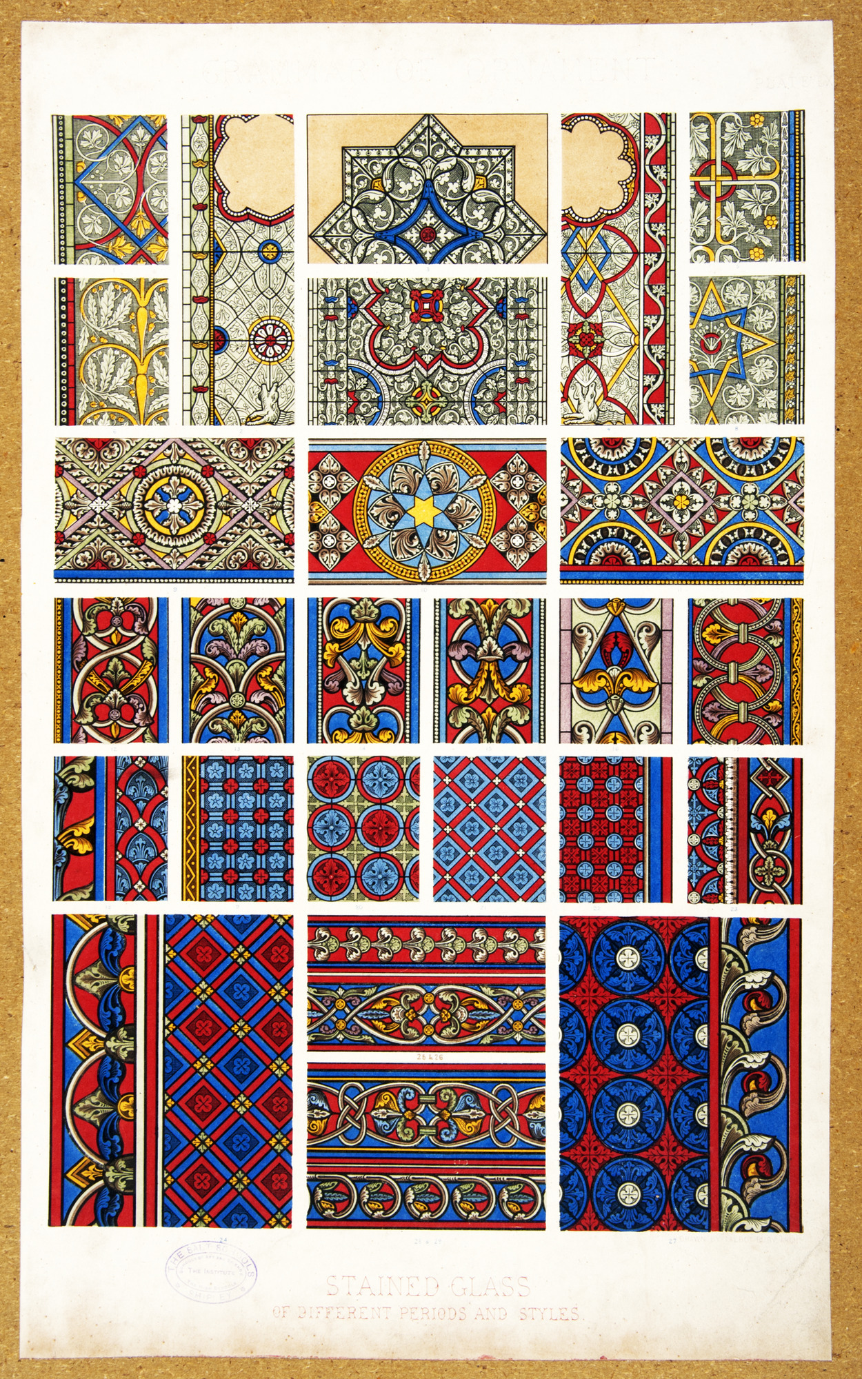 Colour plates from Grammar of Ornament: Plate LX, Stained glass