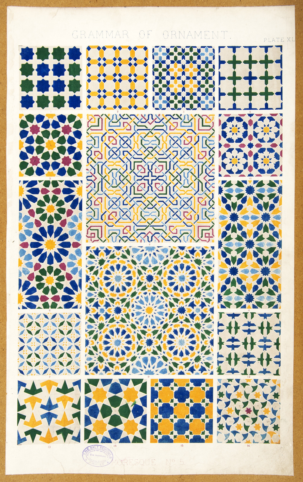 Colour plates from Grammar of Ornament: Plate XL, Moresque No 5