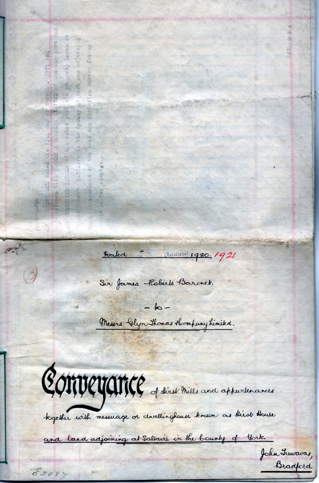 Conveyance of Hirst Mills