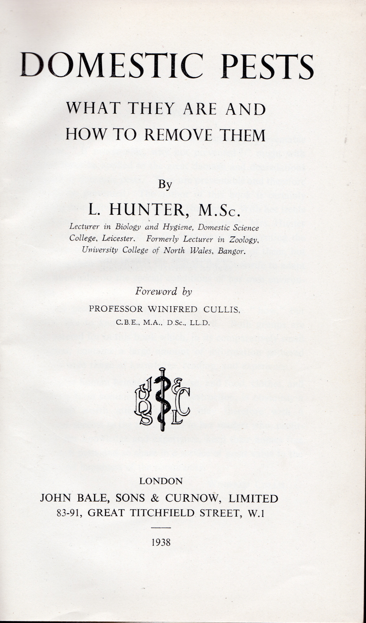 Domestic Pests: What they are and how to remove them: Contents page