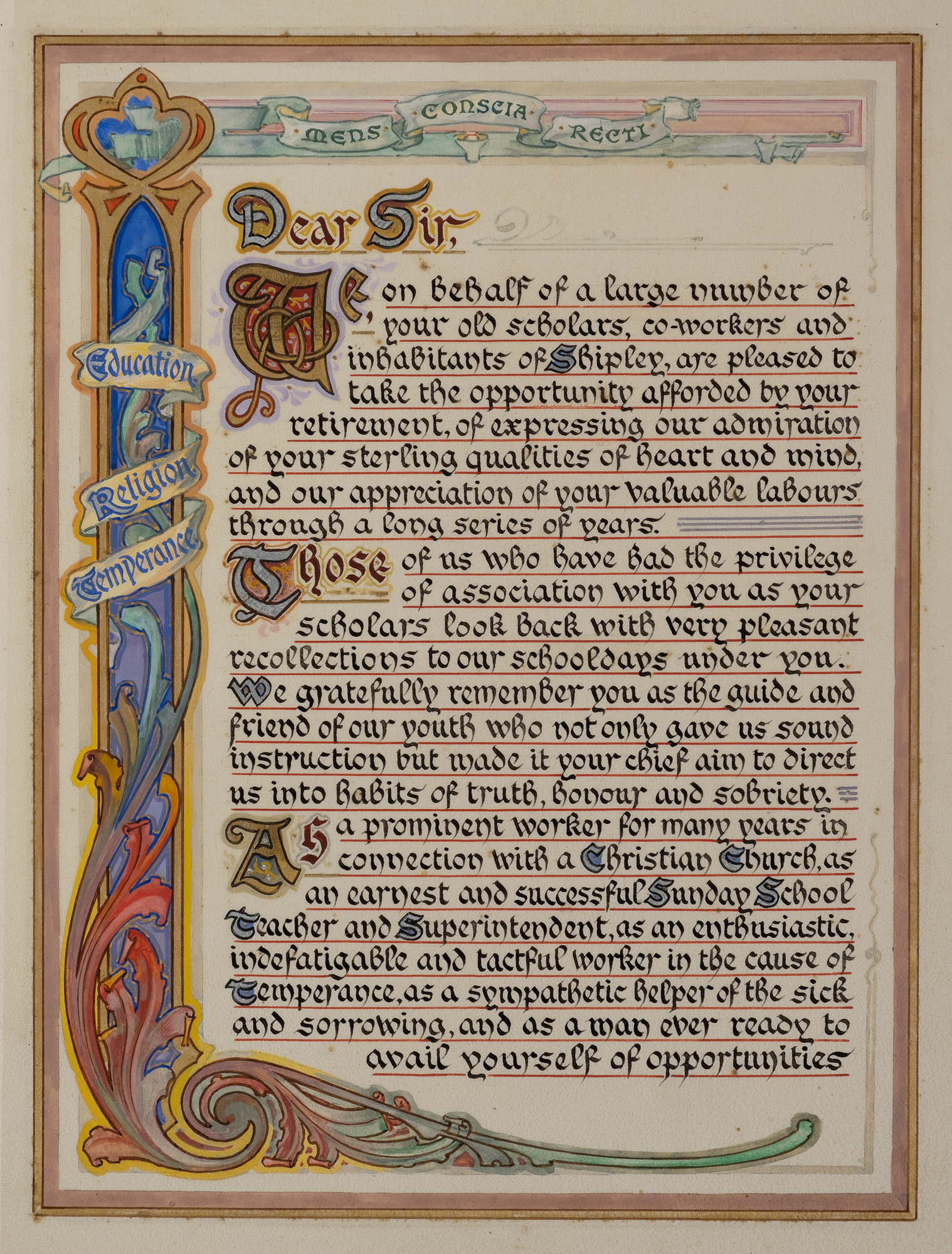 George Morrell's Presentation Book: Close up of second illuminated page