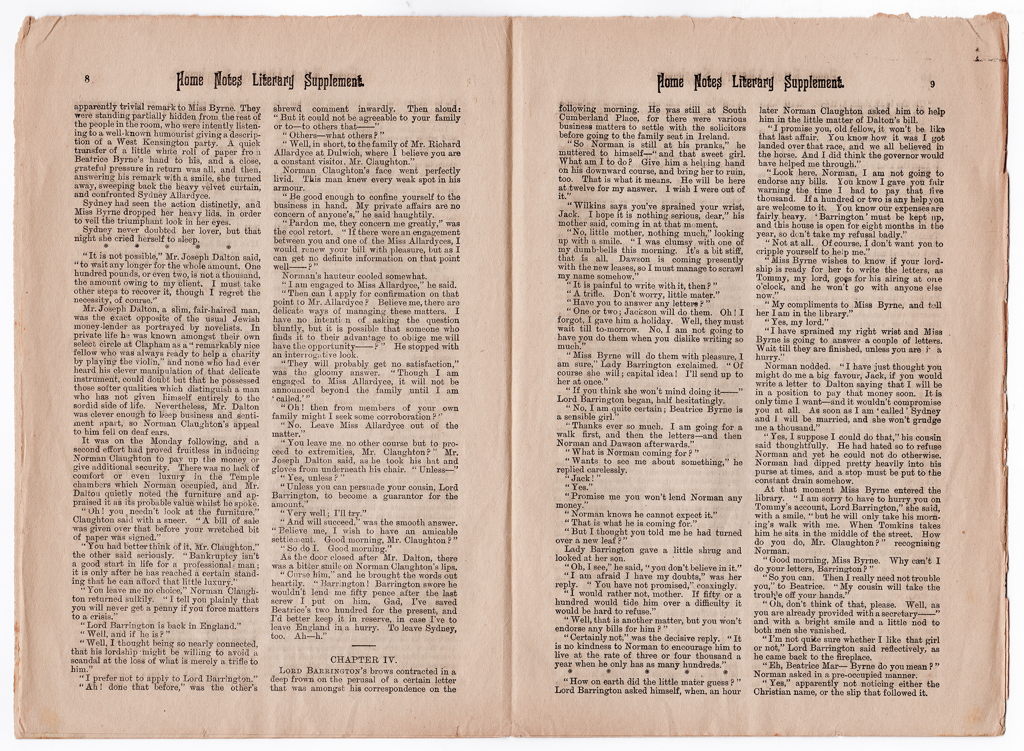 Home Notes Literary Supplement: Pages 8-9