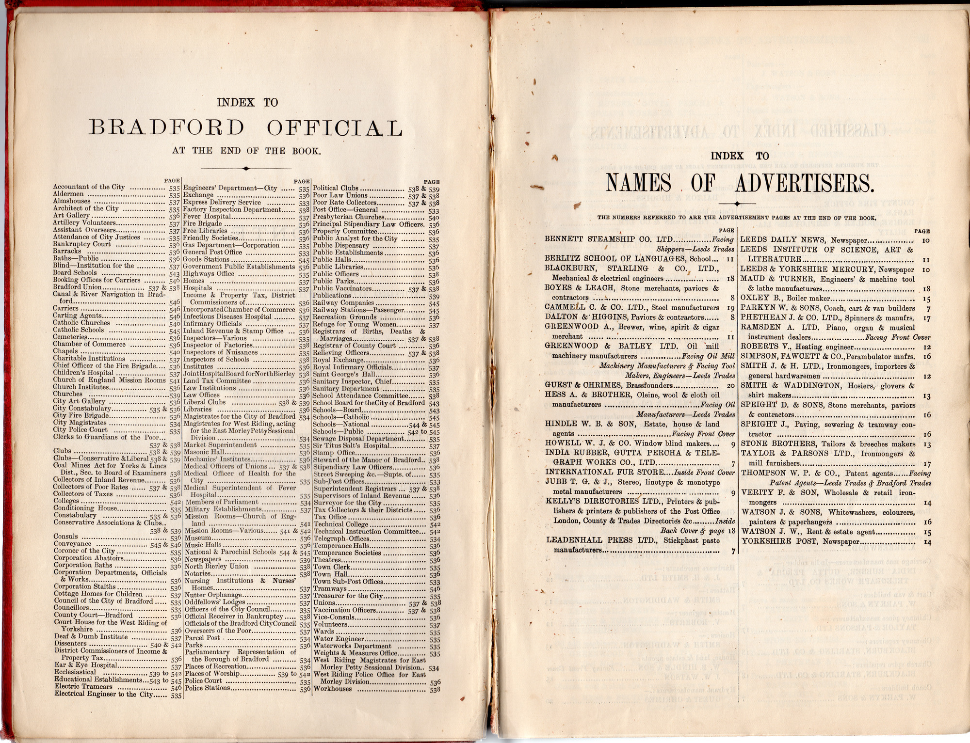 Kelly's Directory of Bradford and Suburbs 1903: Pages 4 and 5