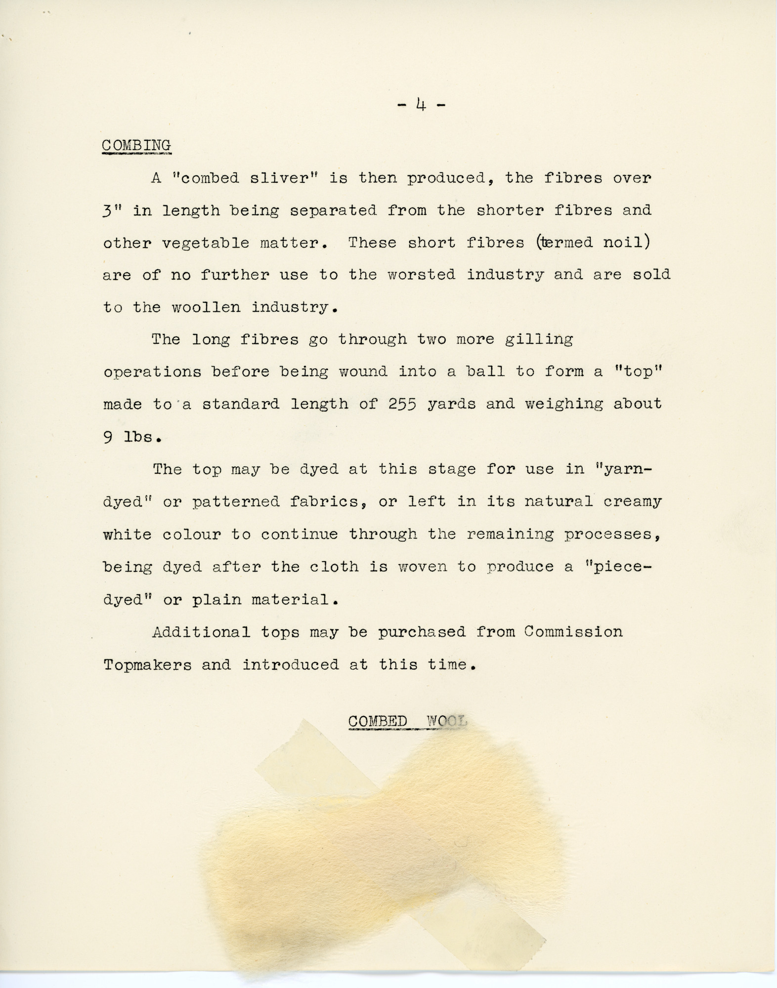Main Processes in the Worsted Textile Spinning and Manufacturing Industry: Page 4 - Combing