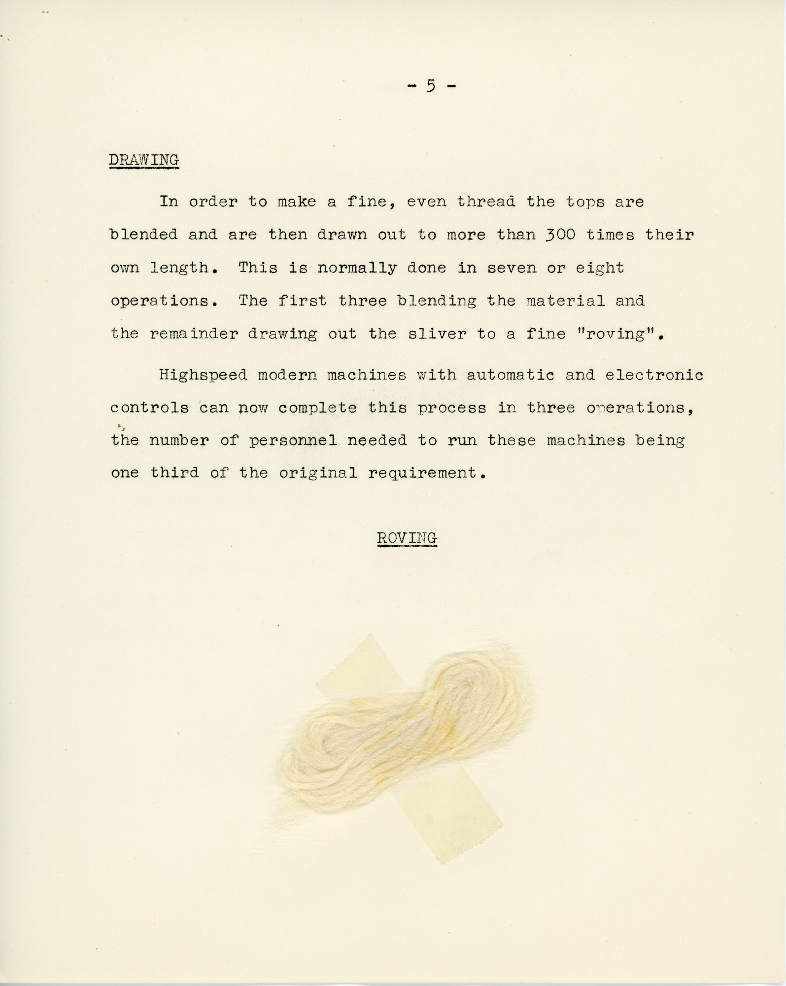 Main Processes in the Worsted Textile Spinning and Manufacturing Industry: Page 5 - Drawing and Roving