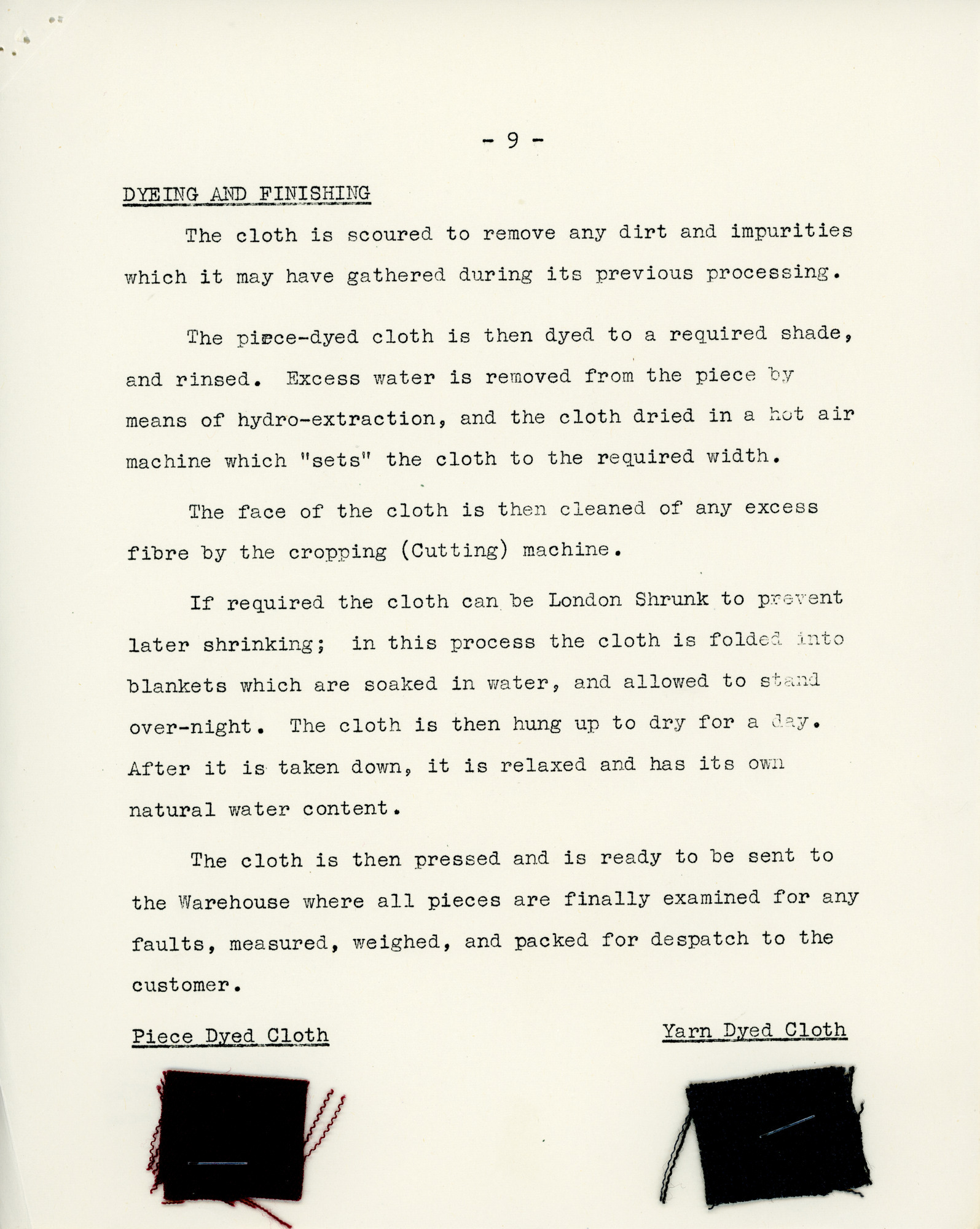 Main Processes in the Worsted Textile Spinning and Manufacturing Industry: Page 9 - Dyeing and Finishing