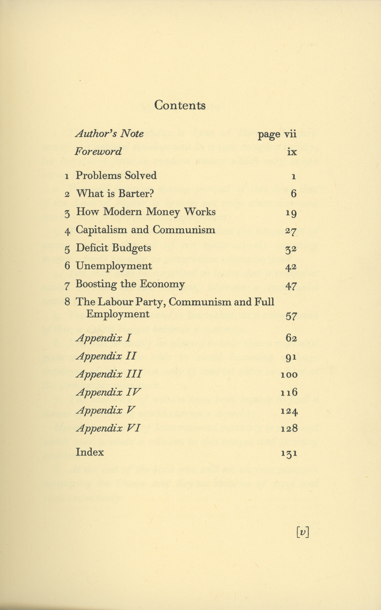 Modern Money and Unemployment and the Law of Barter: Contents page