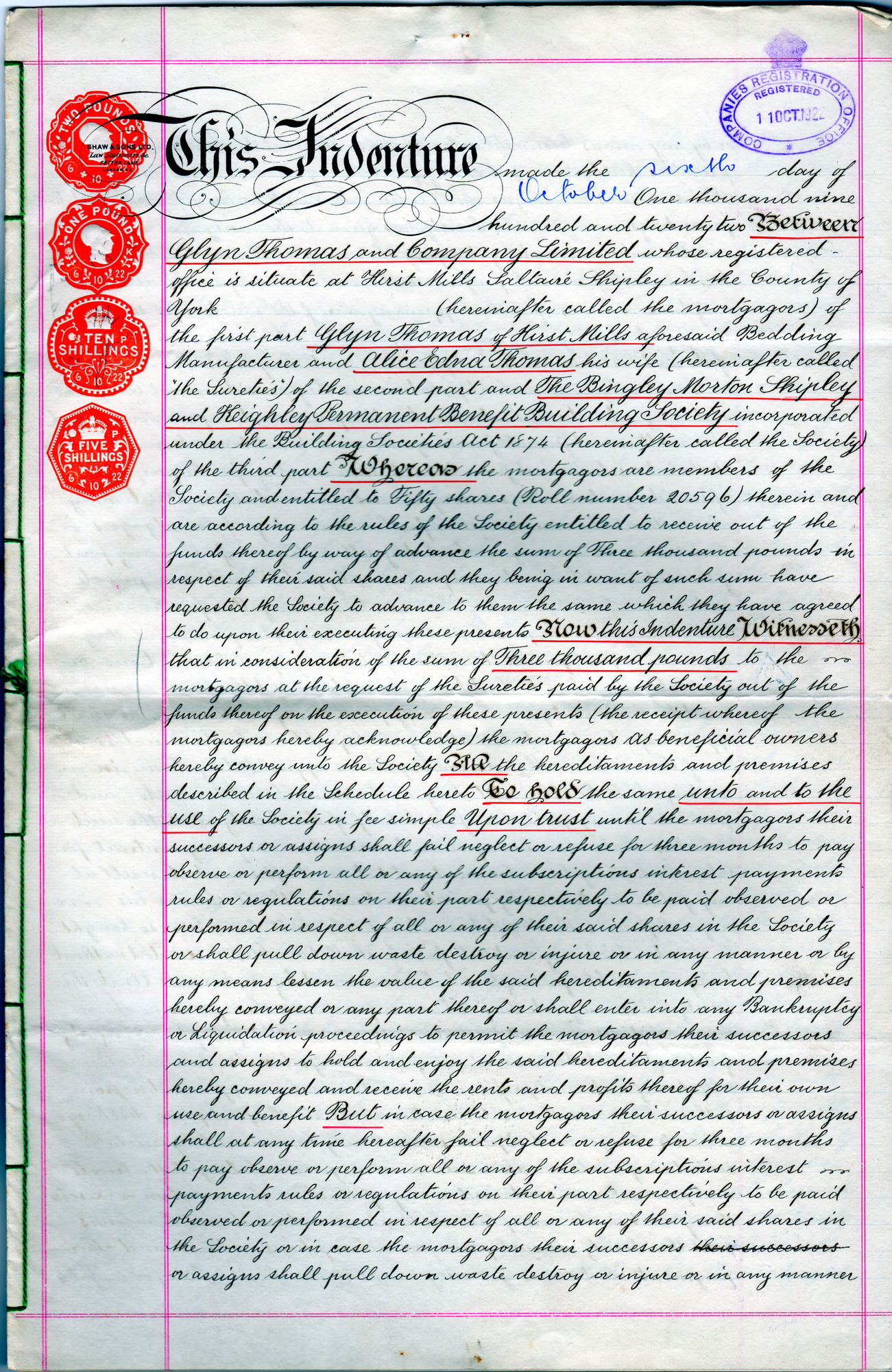 Mortgage contract: Page 1