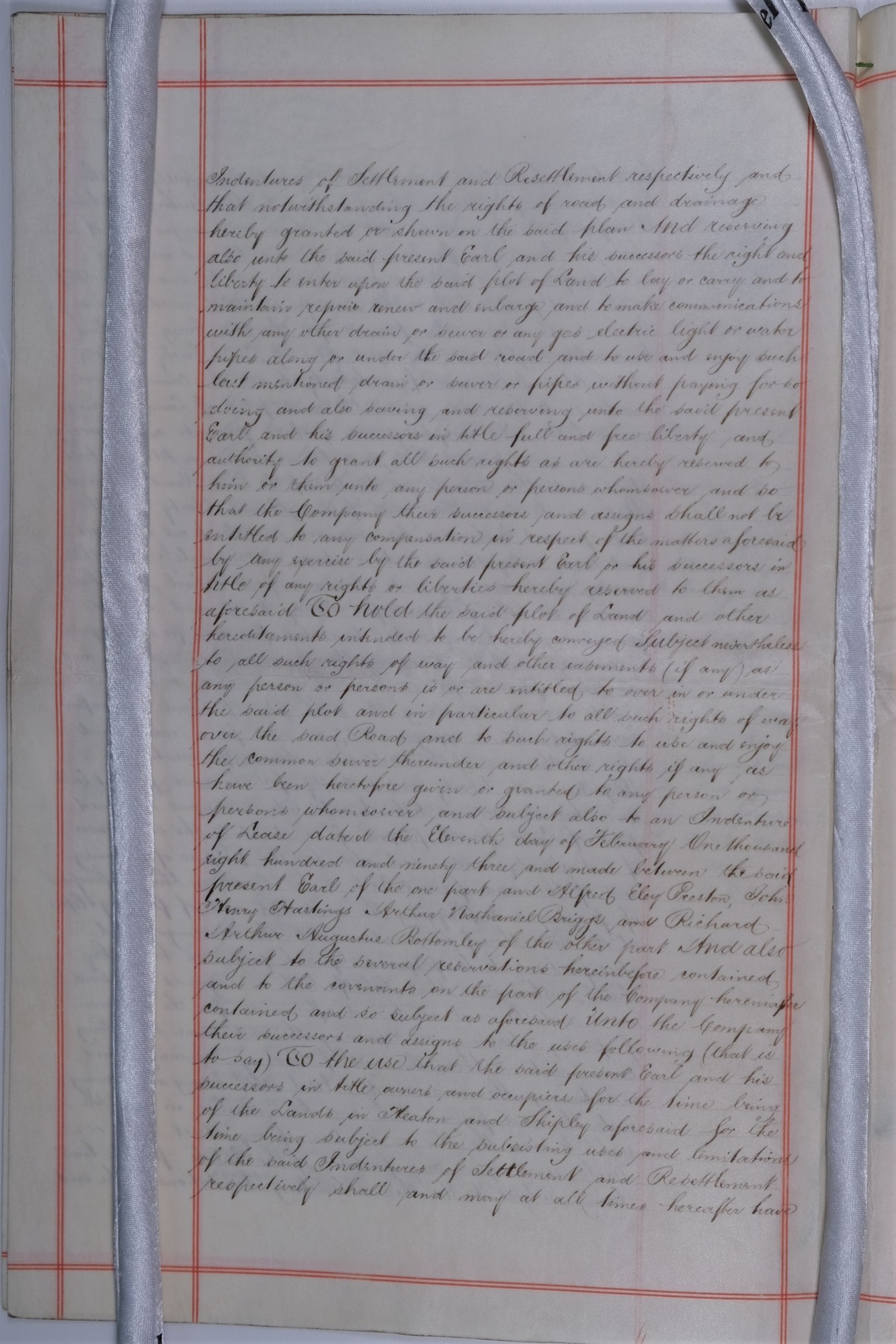 Original conveyancing document for strip of land near Hirst Mill