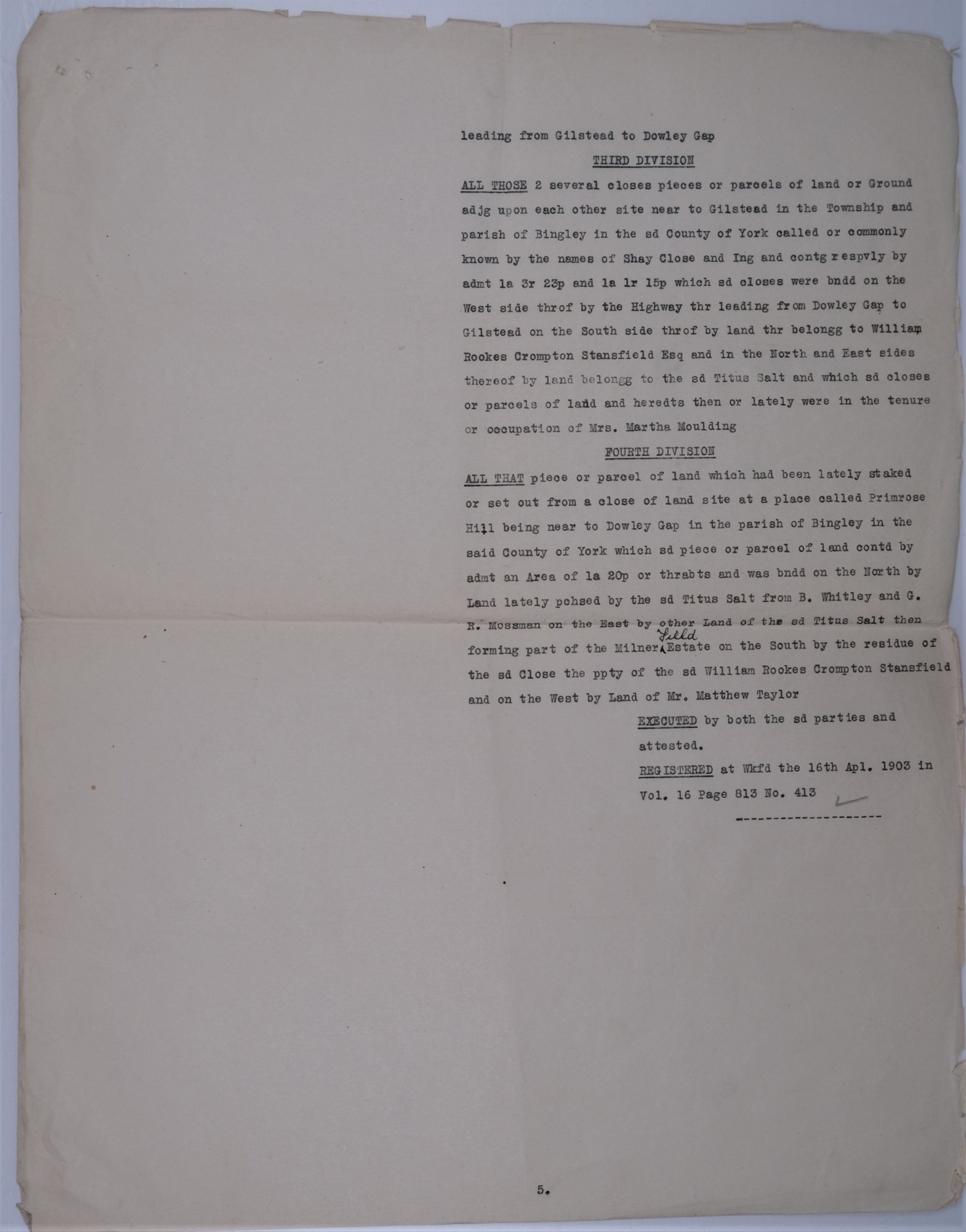 Part of a Mortgage contract