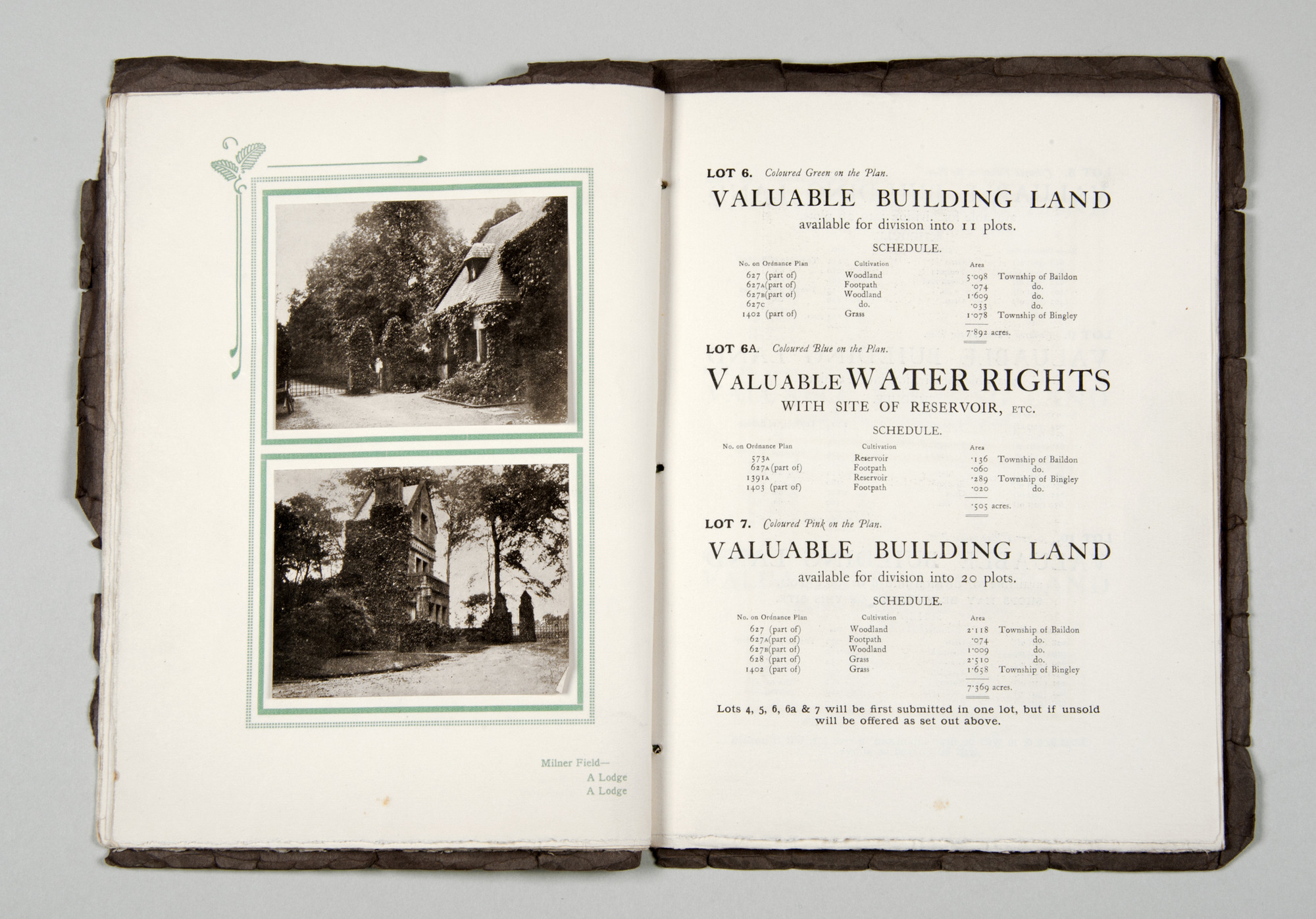 Sale catalogue for Milner Field: Lots 6 to 7
