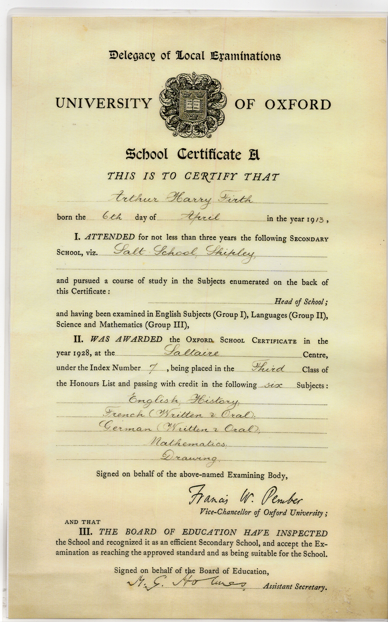 School certificate
