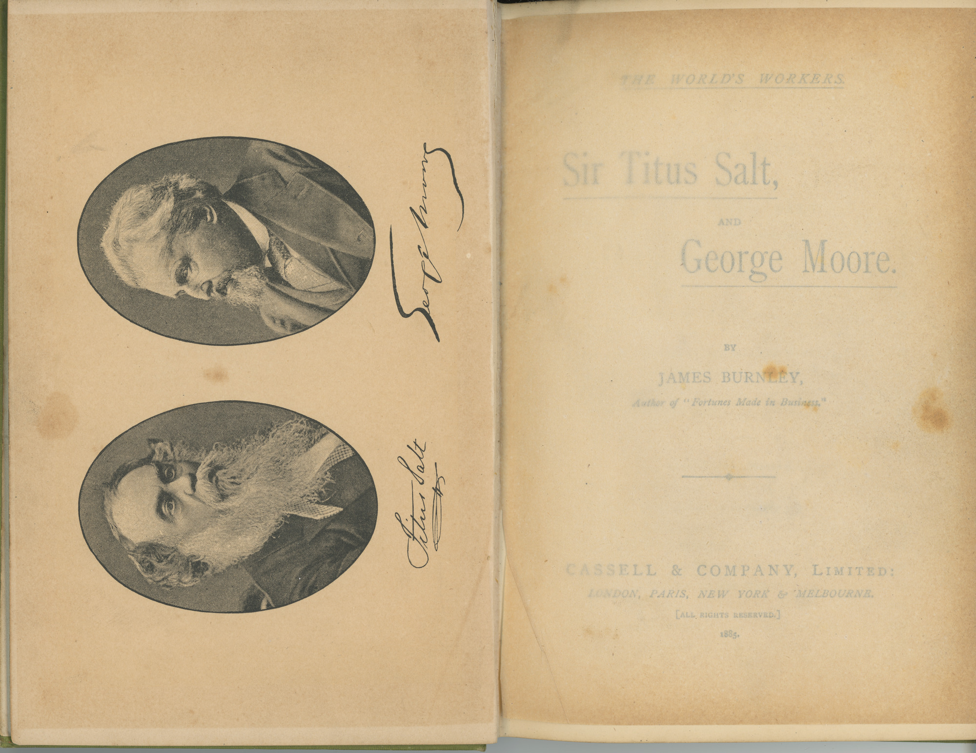 Sir Titus Salt and George Moore: Page 2 with photographs and page 3