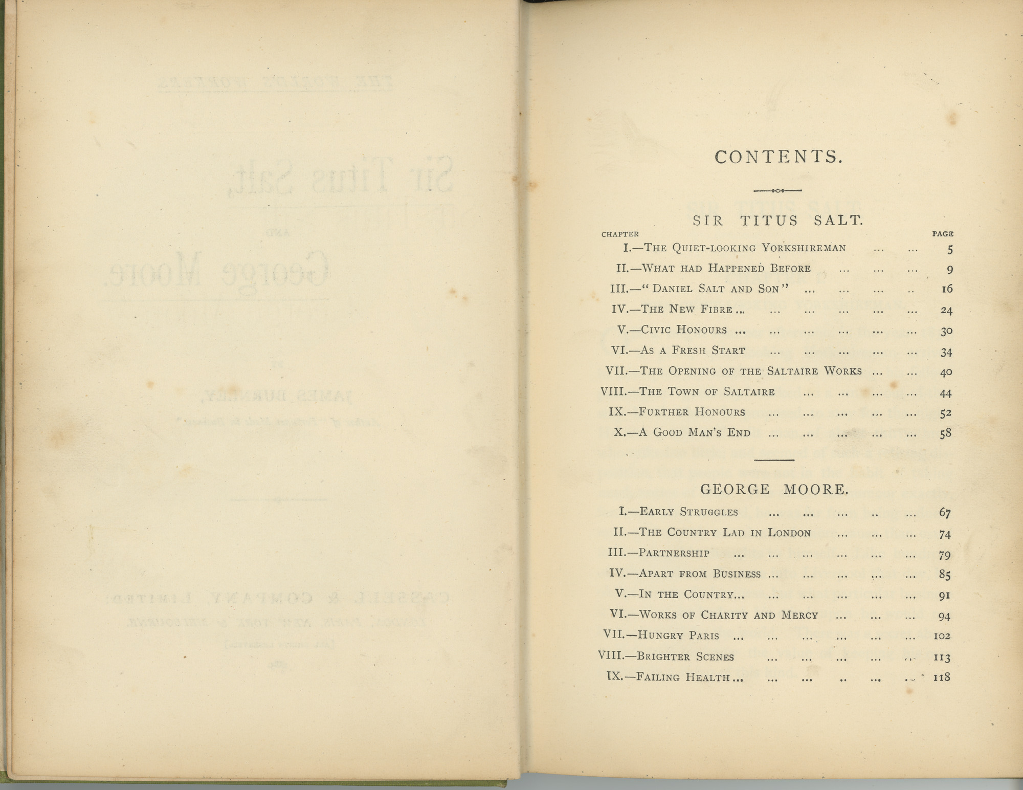 Sir Titus Salt and George Moore: Page 6 and page 7 with contents