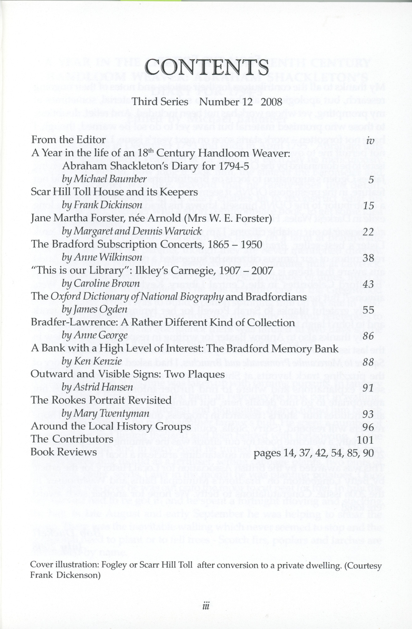 The Bradford Antiquary 2008: Contents page