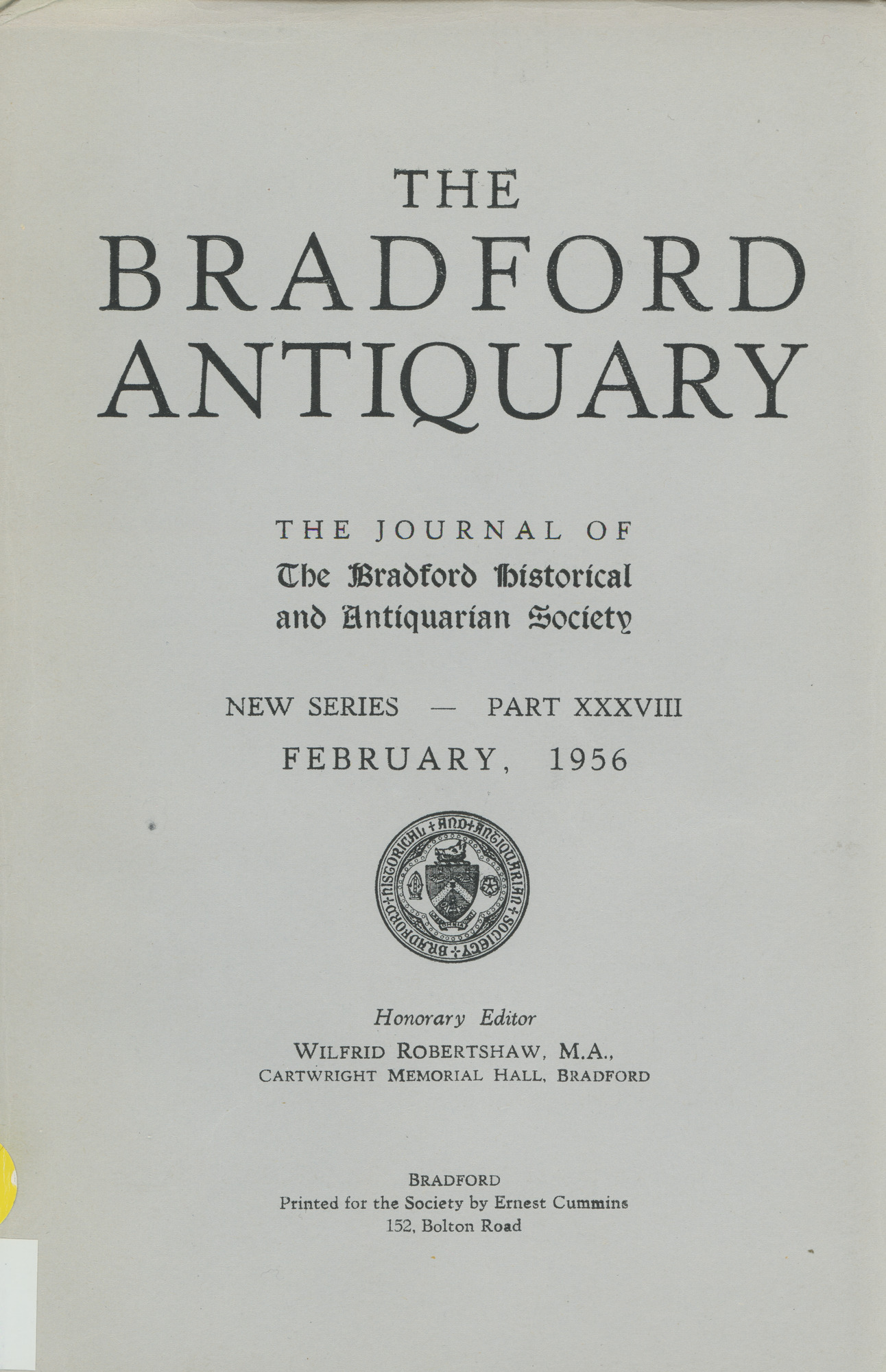 The Bradford Antiquary February 1956