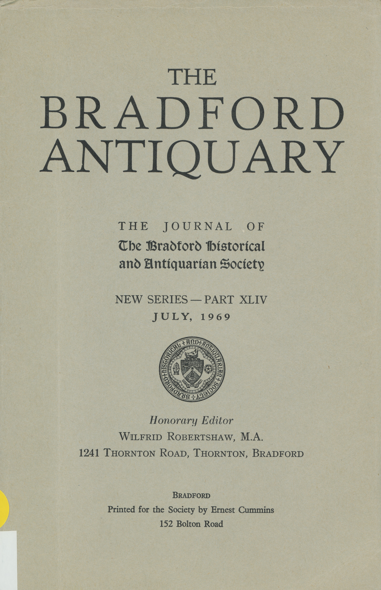 The Bradford Antiquary July 1969