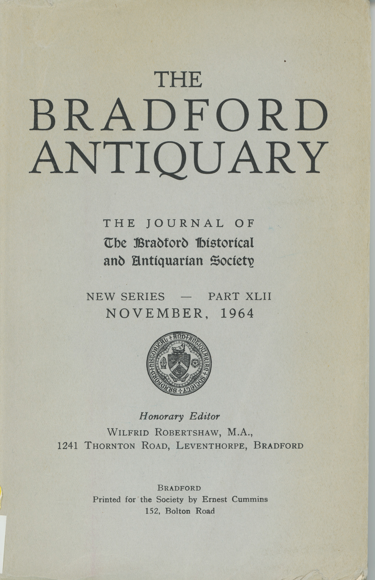 The Bradford Antiquary November 1964