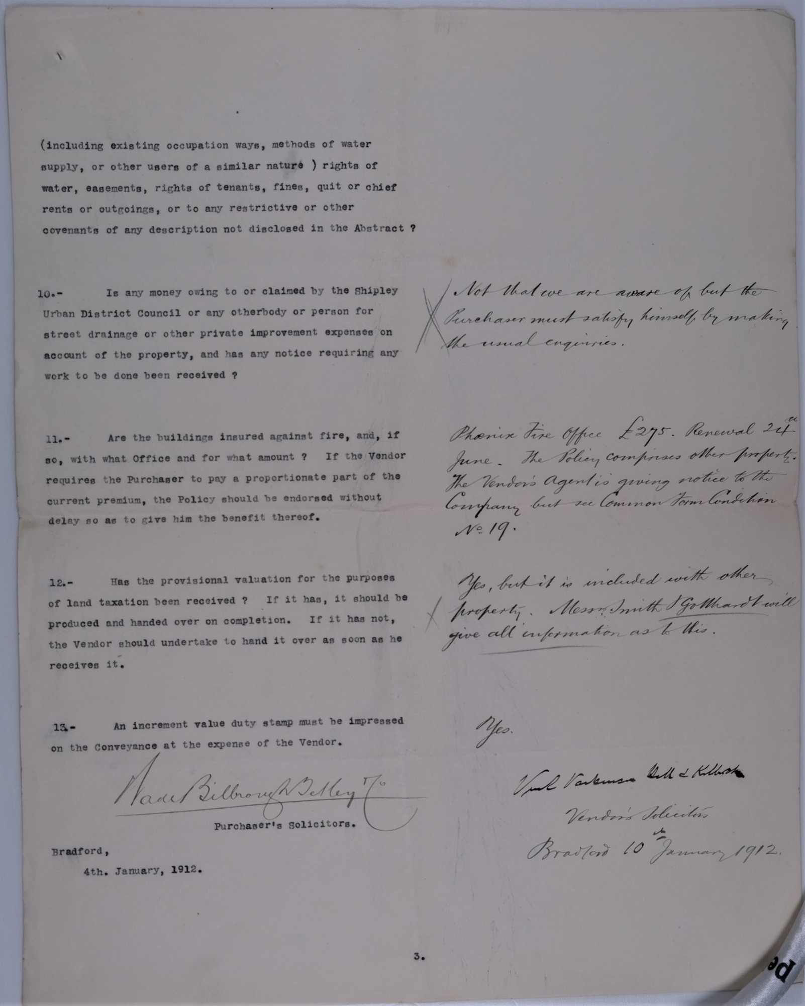 Two schedules relating to plots of land 113 and 114 near Hirst Wood, Shipley
