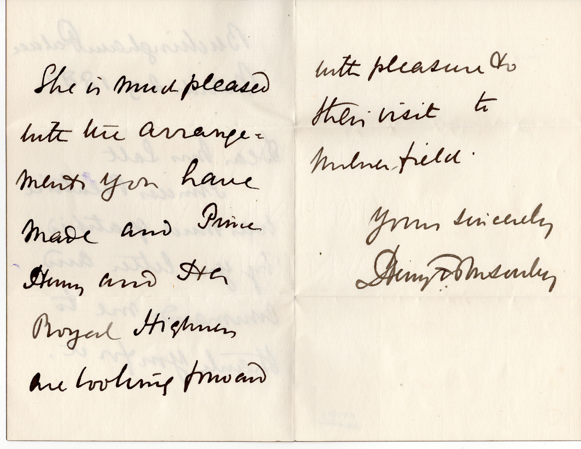 Letter to Catherine Salt about the visit of Princess Beatrice: Page 2