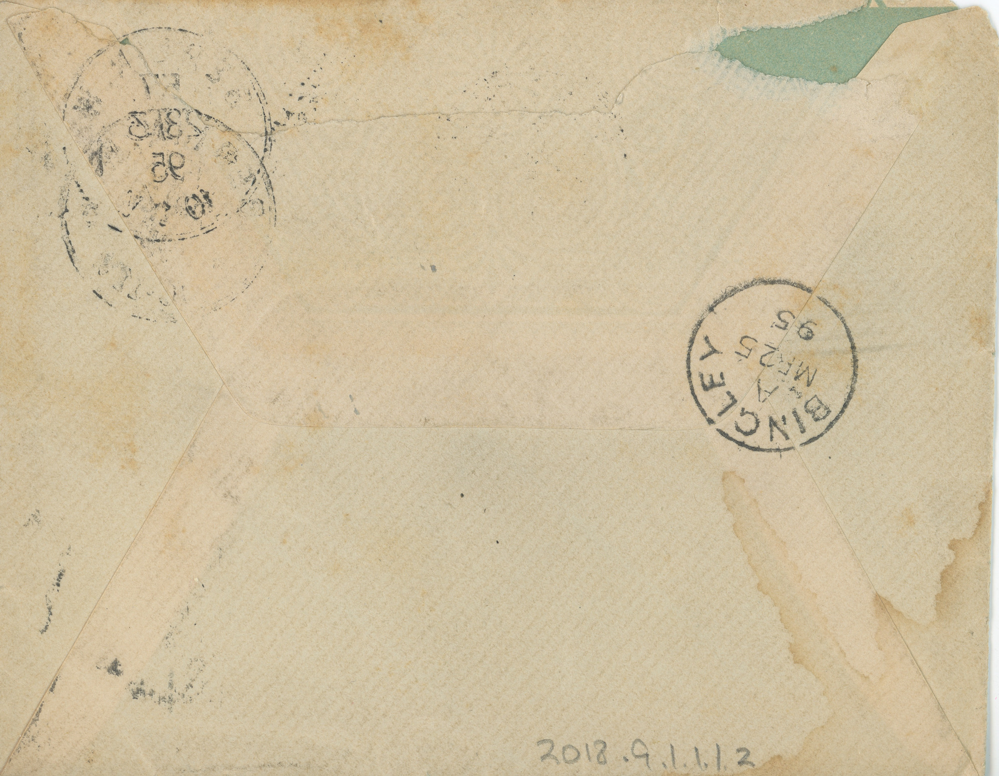 Letter to Catherine Salt from Isabel Salt in Germany: Envelope - back