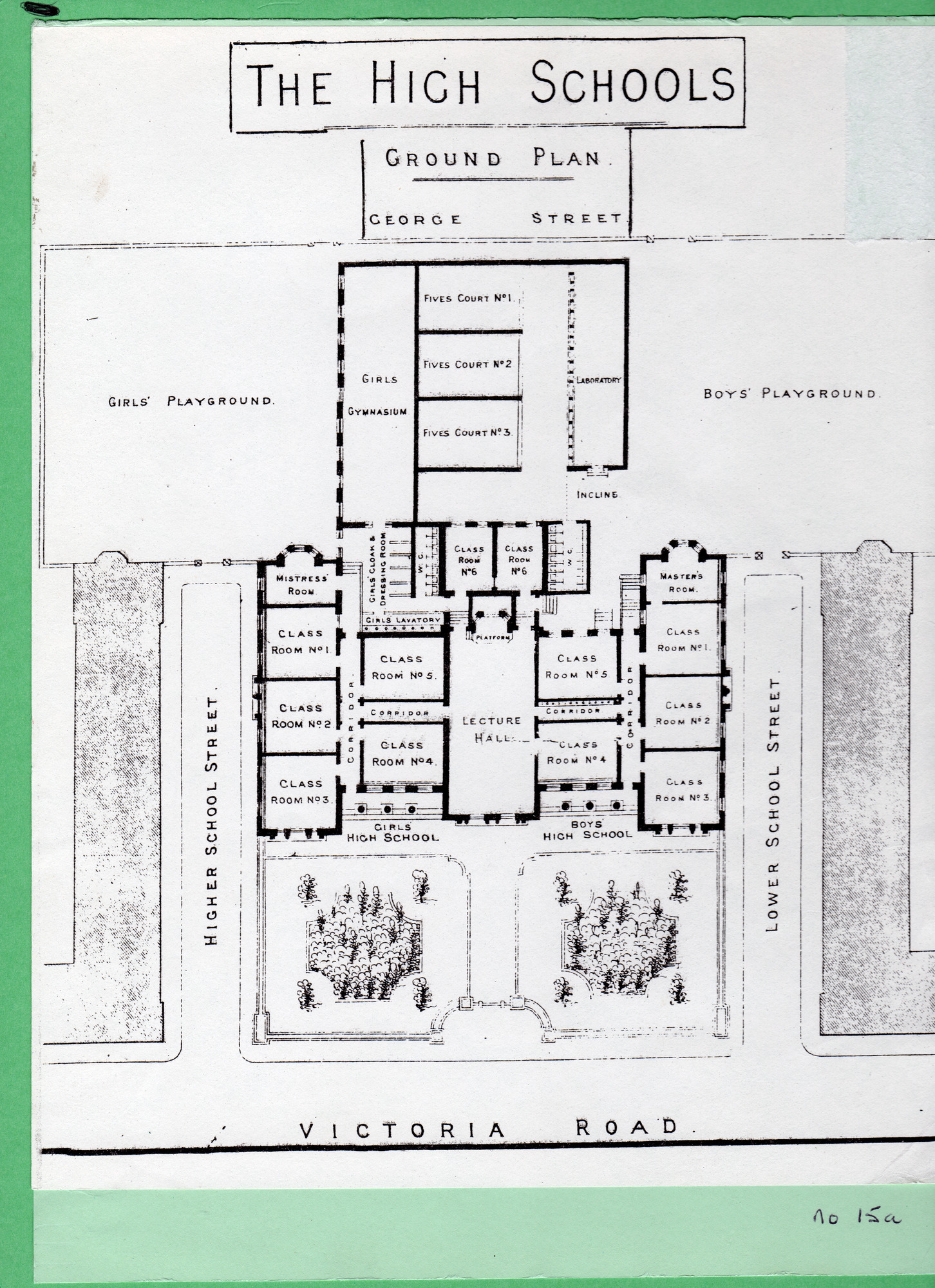 Plan of the High School building on Victoria Road, Saltaire