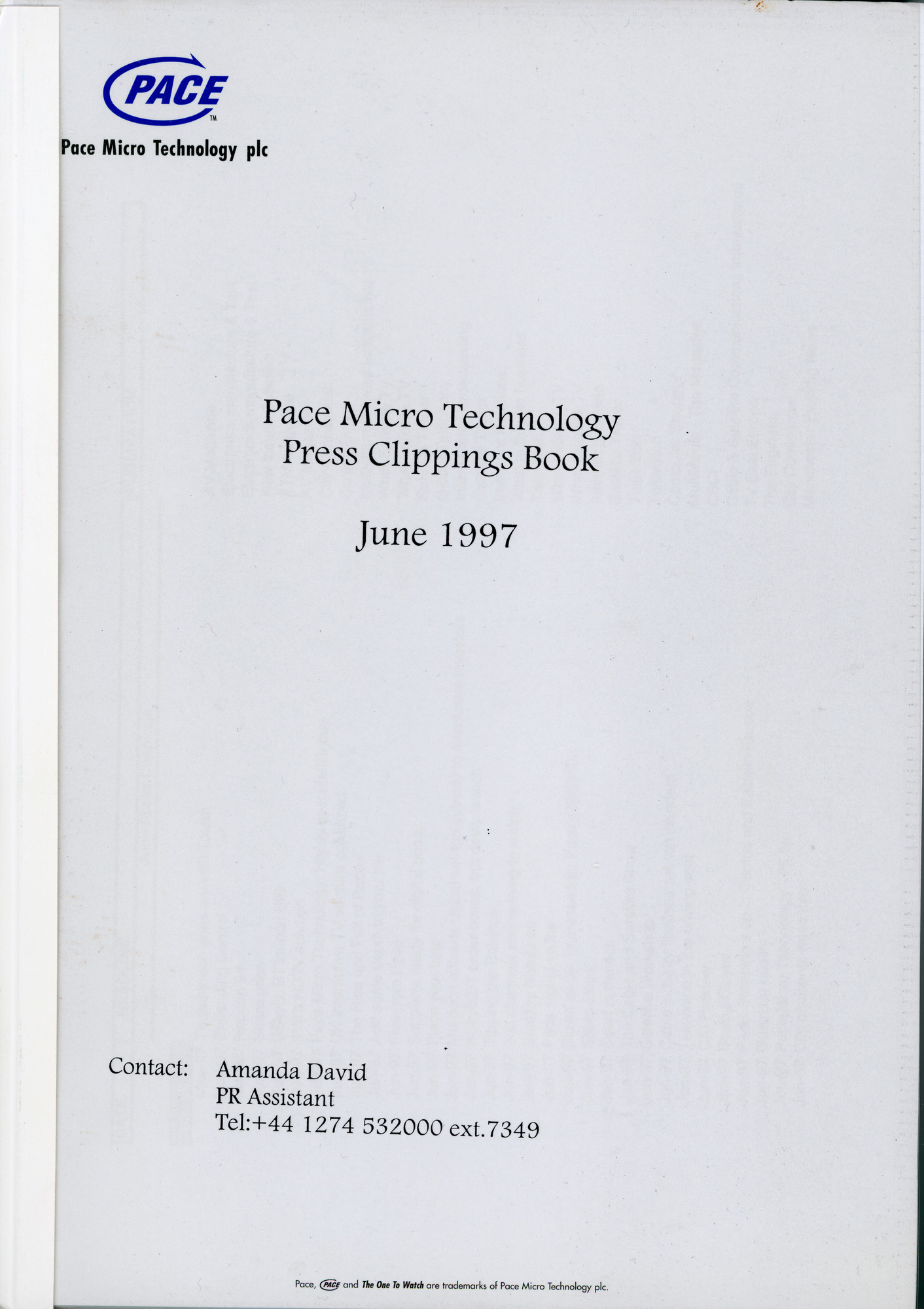 Pace Micro Technology Press Clippings Book June 1997