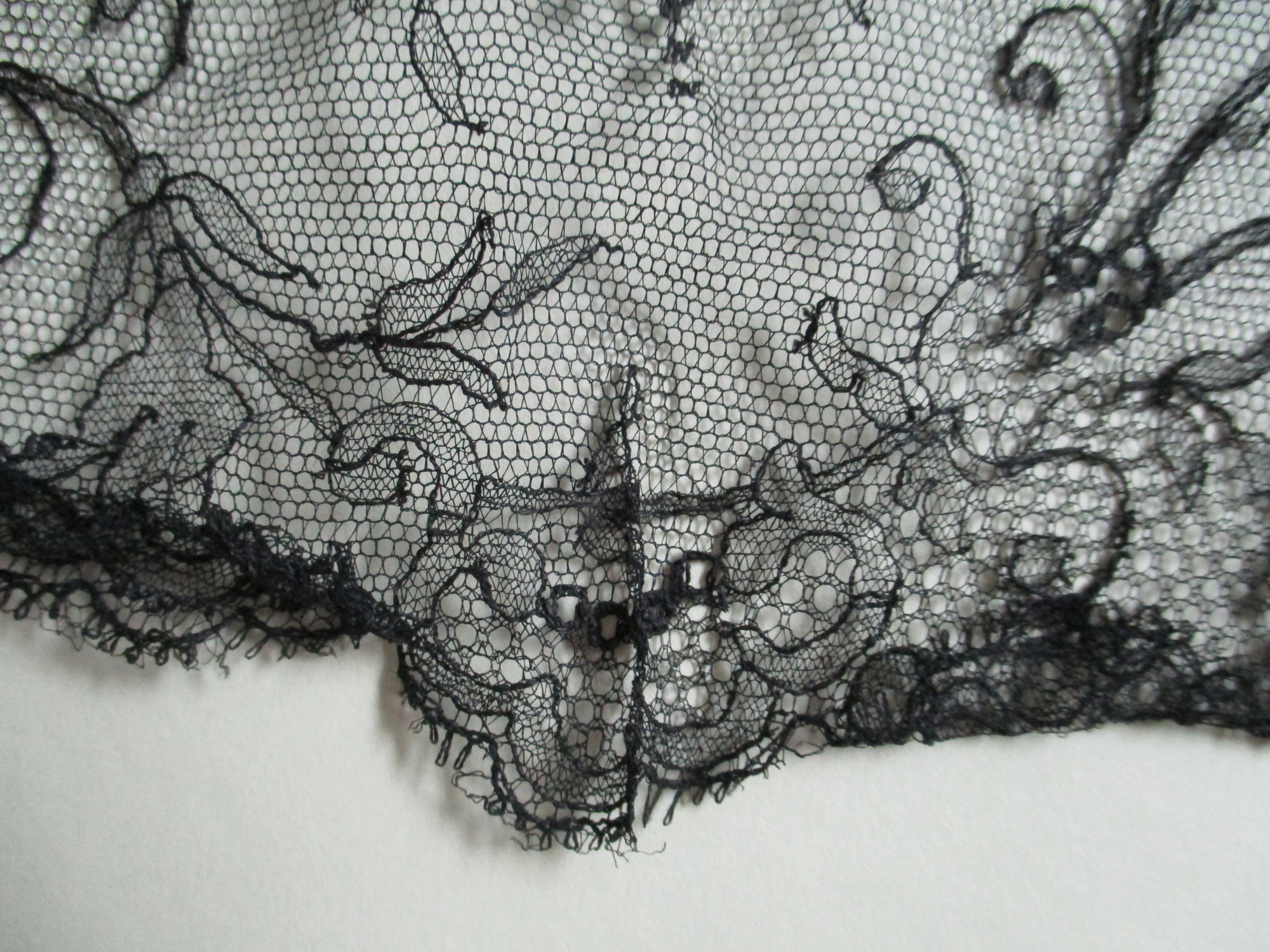 Black lace netting: Black lace piece - full view