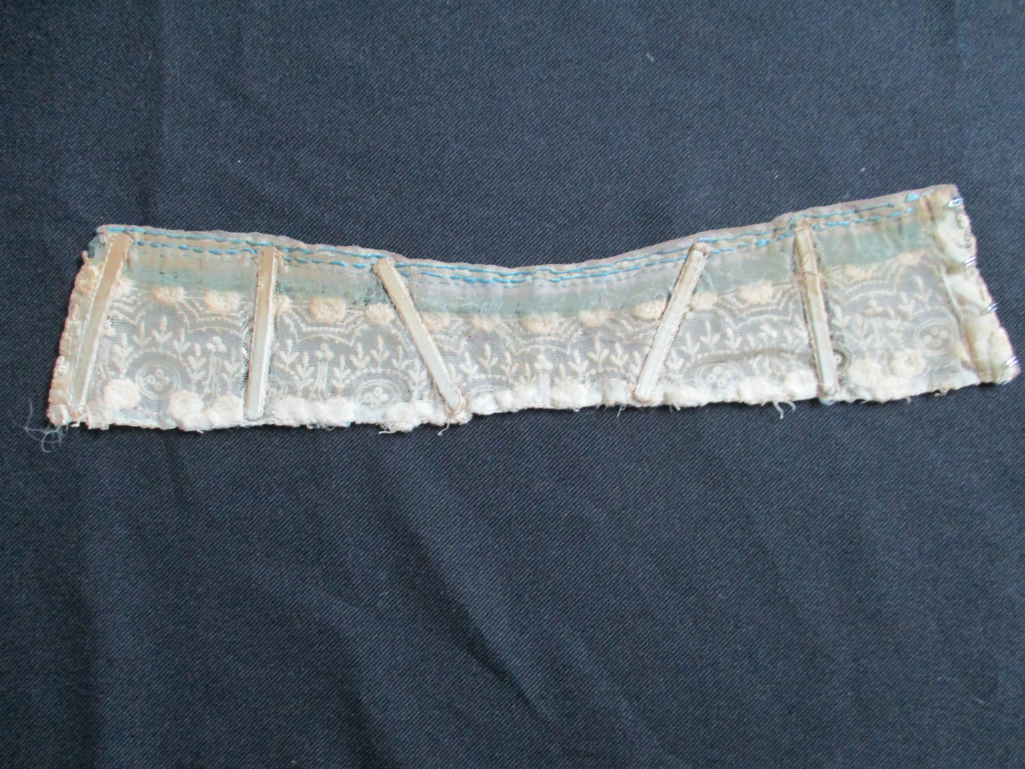 Lace Collar: Reverse view of collar front piece showing bone stiffeners.