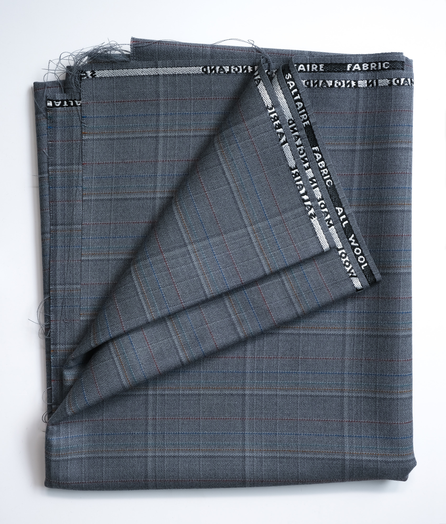 Length of grey cloth: View showing cloth folded back twice