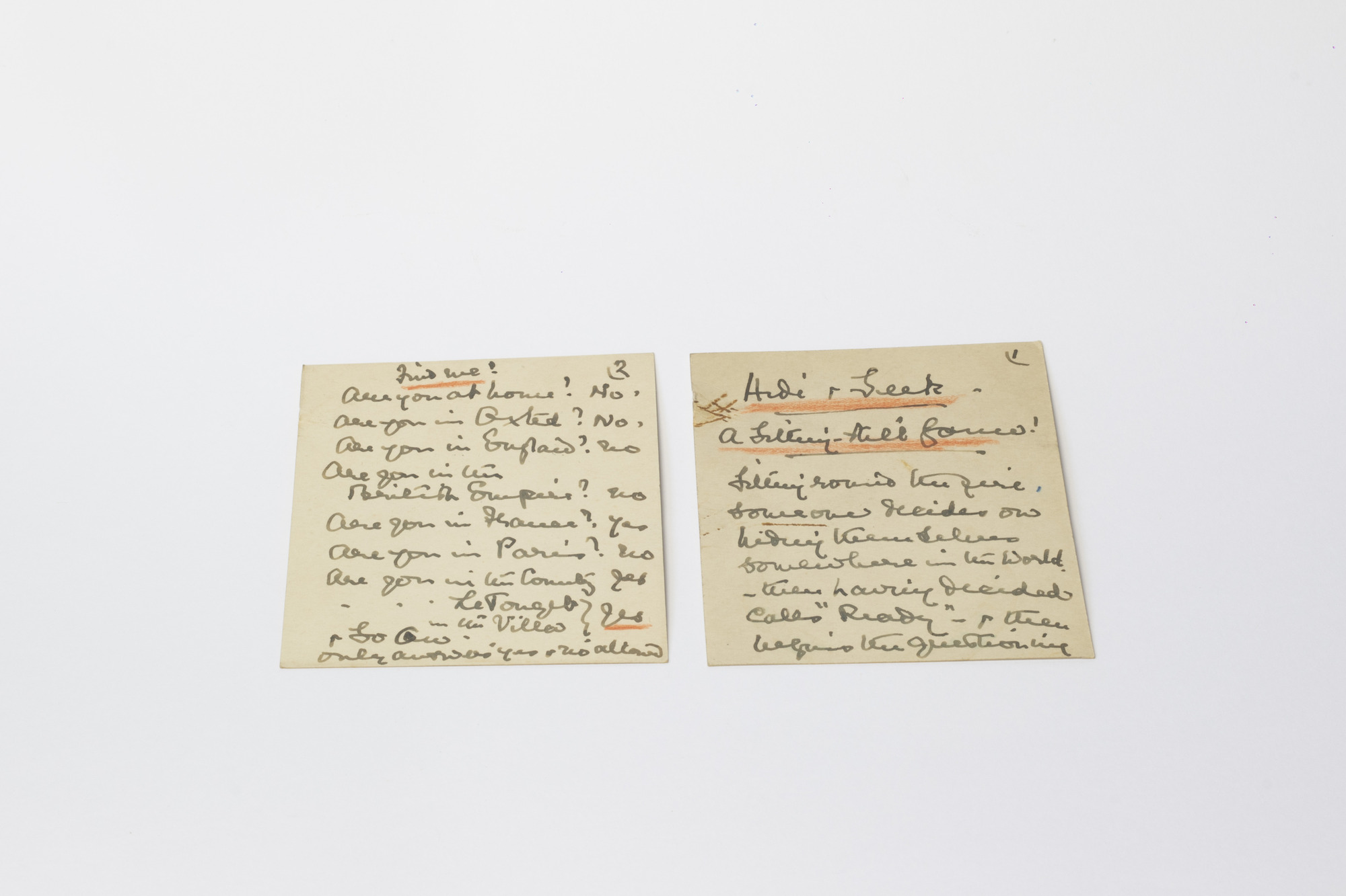 Valentine's Party Games: top view of handwritten cards