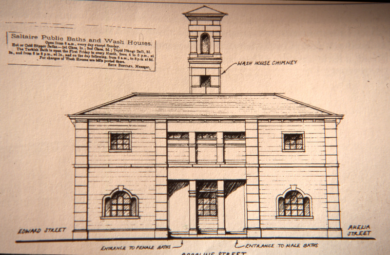 Bath and wash house - drawing of front view