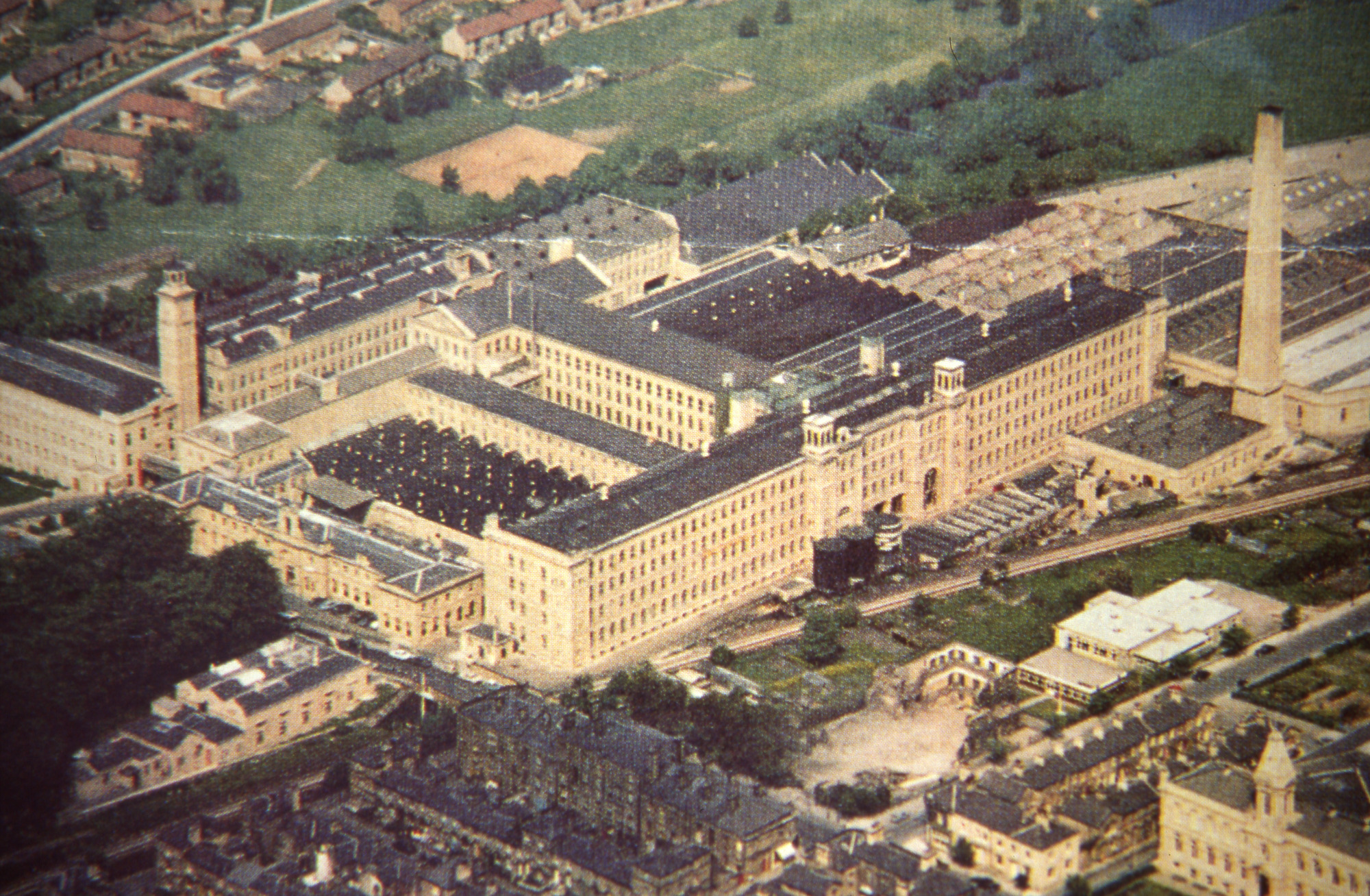 Aerial view of mill from southwest