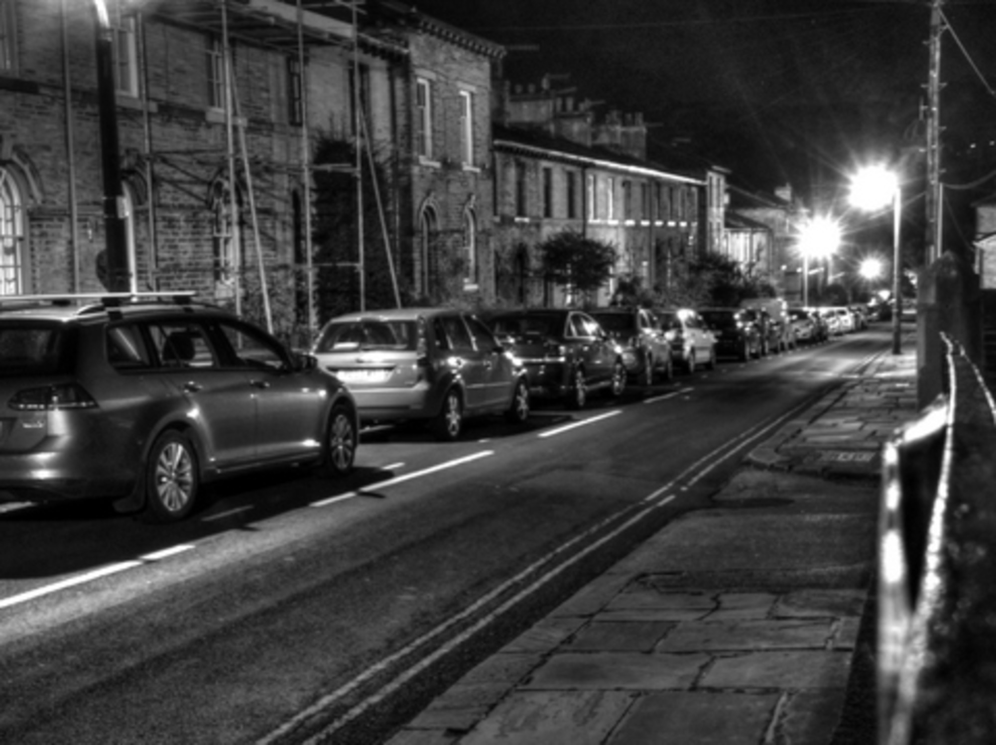 George Street at night (black and white)