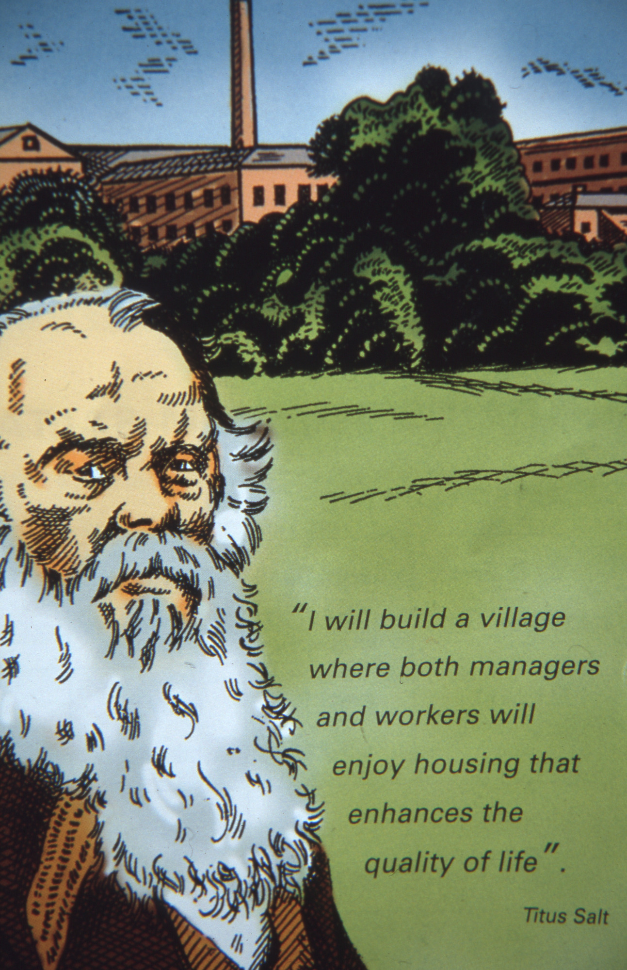 Portrait of Titus Salt with quote