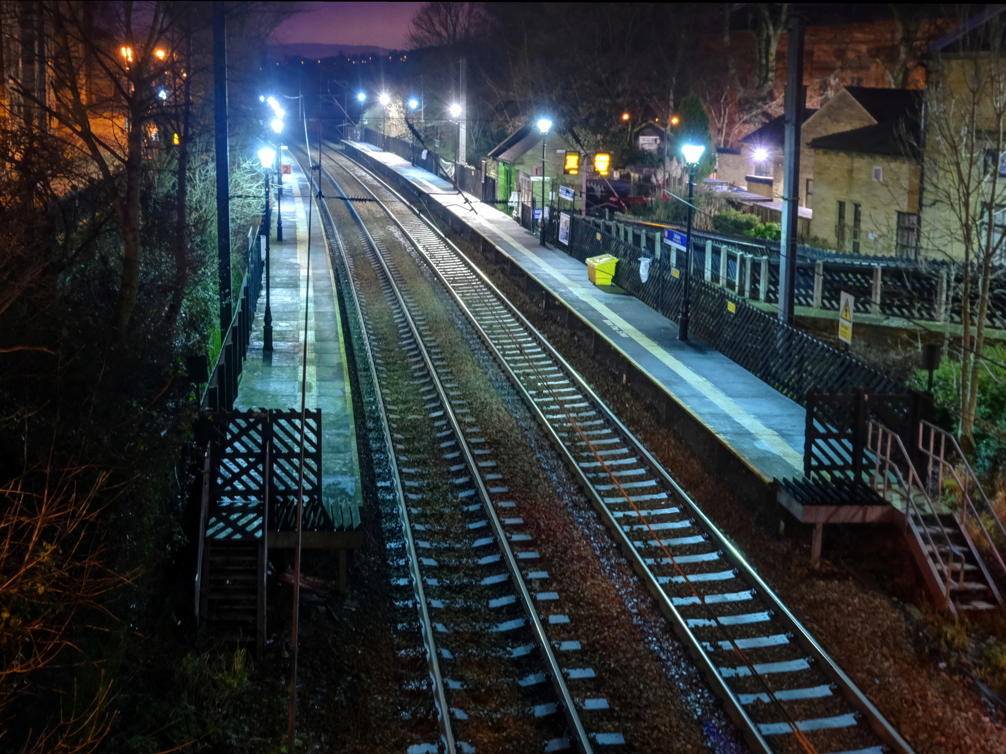 Saltaire Railway Station at night