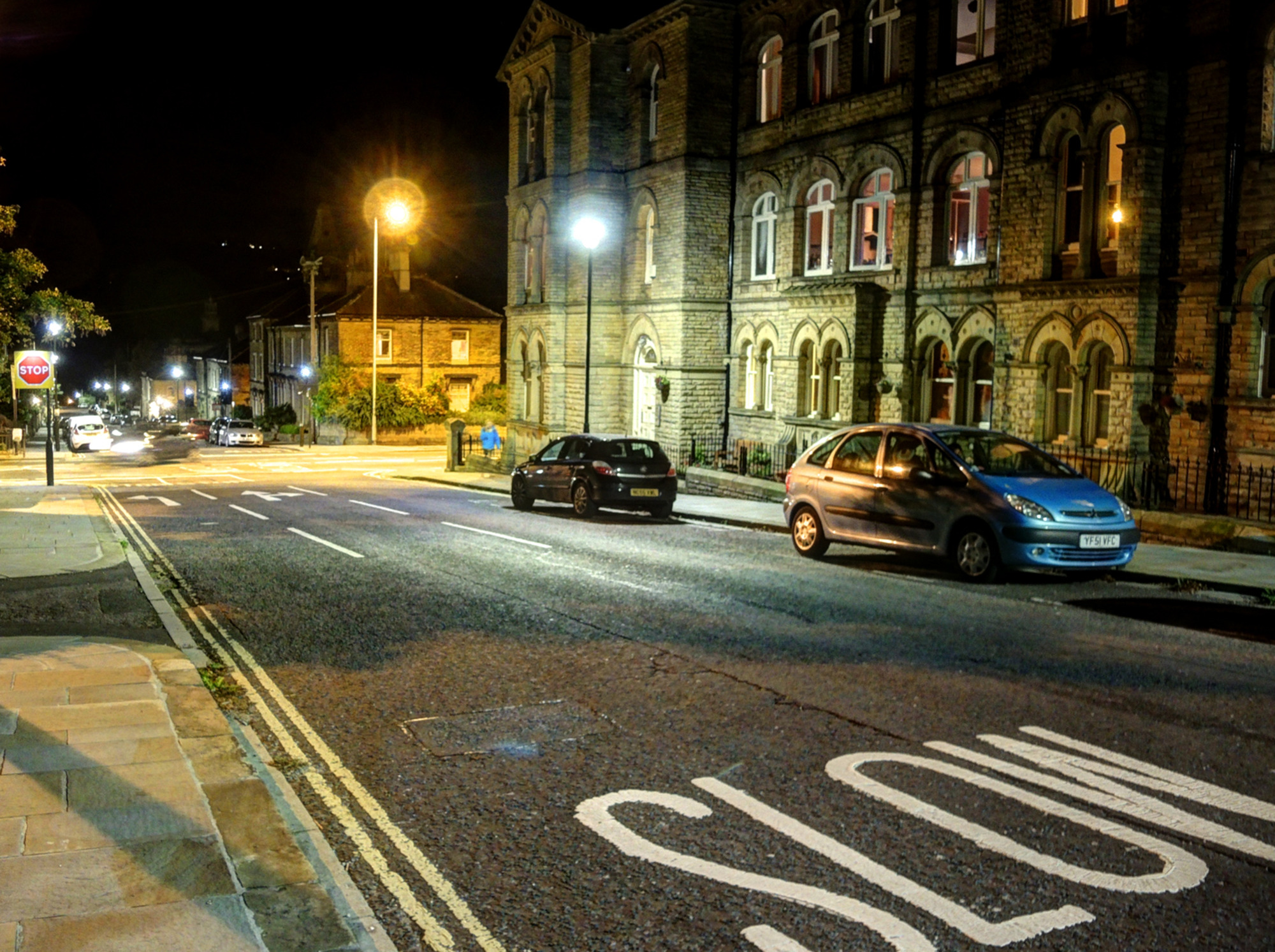 Salts Hospital at night