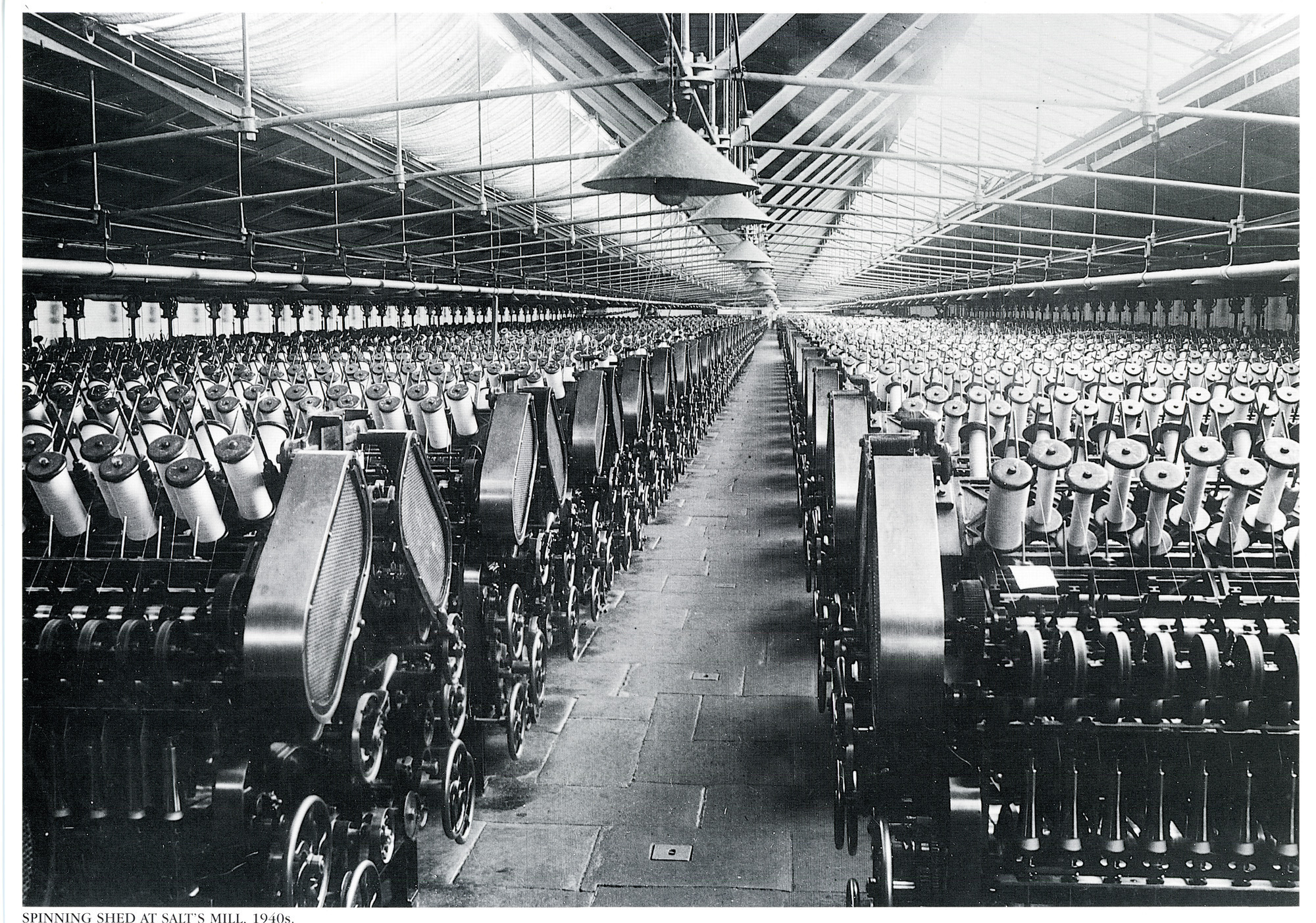 Spinning shed at Salt's Mill 1940s