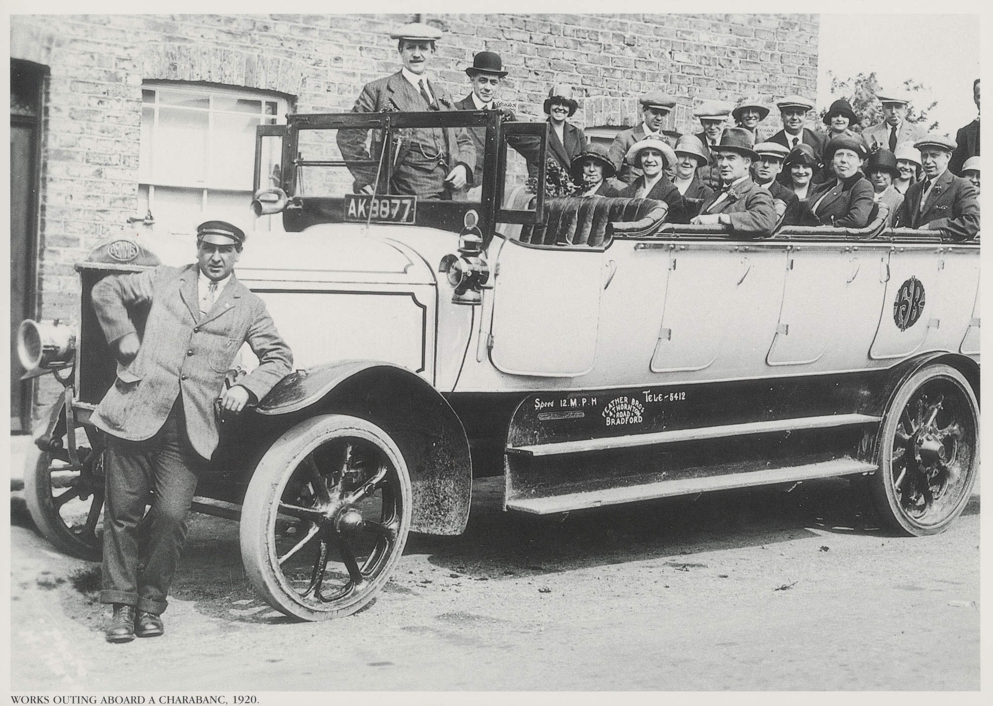 Works outing aboard a charabanc, 1920