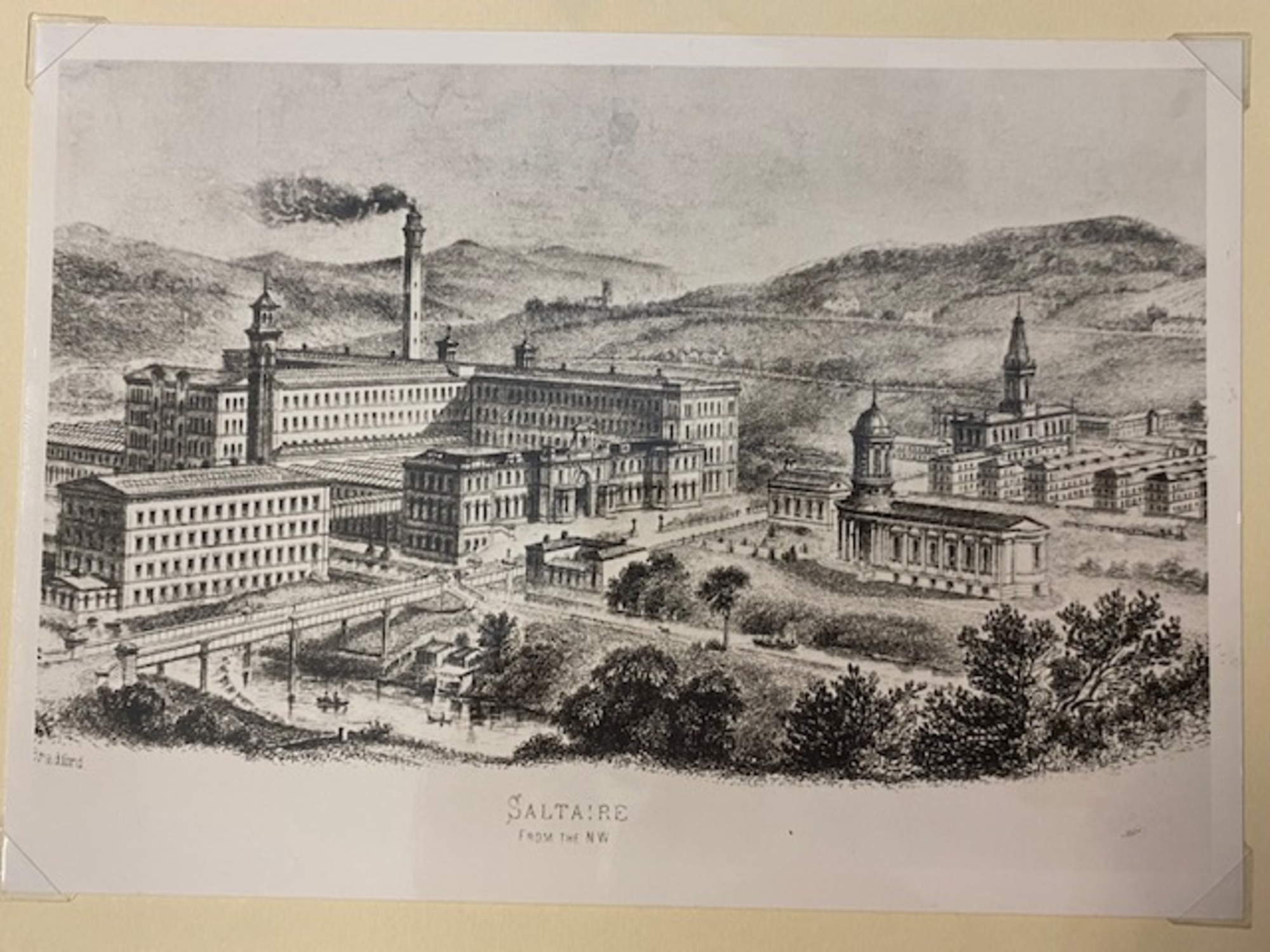 Drawing of Saltaire in nineteenth century